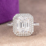 Lisa Emerald Moissanite Sterling Silver Engagement Ring