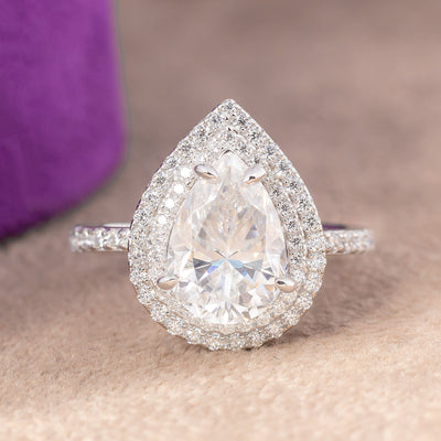Lisa Pear Moissanite Sterling Silver Engagement Ring