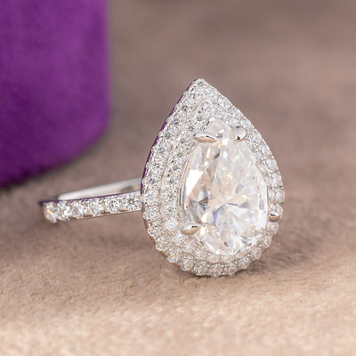 Lisa Pear Moissanite Sterling Silver Engagement Ring