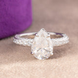 Victoria Pear Moissanite Sterling Silver Engagement Ring