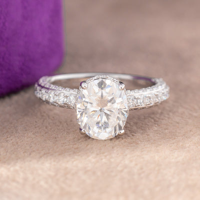 Victoria Oval Moissanite Sterling Silver Engagement Ring