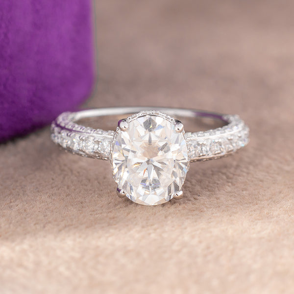 Victoria Oval Moissanite Sterling Silver Engagement Ring