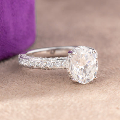 Victoria Oval Moissanite Sterling Silver Engagement Ring