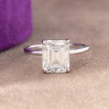 Regina Emerald Moissanite Sterling Silver Engagement Ring
