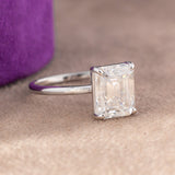 Regina Emerald Moissanite Sterling Silver Engagement Ring