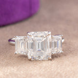 Jasmine Emerald Moissanite Sterling Silver Engagement Ring
