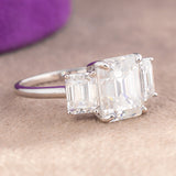 Jasmine Emerald Moissanite Sterling Silver Engagement Ring