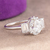 Jasmine Pear Moissanite Sterling Silver Engagement Ring