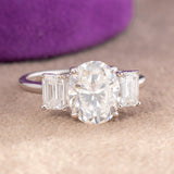 Jasmine Oval Moissanite Sterling Silver Engagement Ring