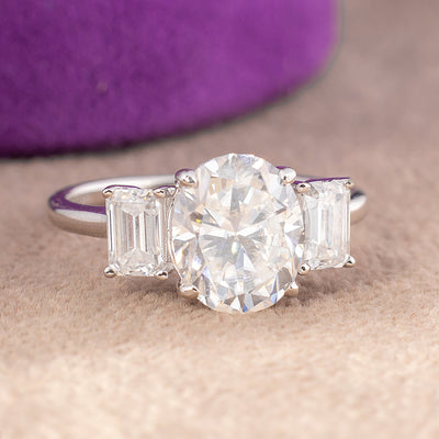 Jasmine Oval Moissanite Sterling Silver Engagement Ring