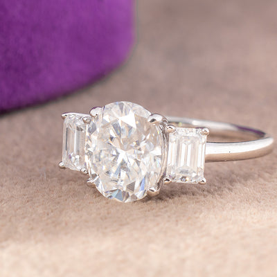 Jasmine Oval Moissanite Sterling Silver Engagement Ring