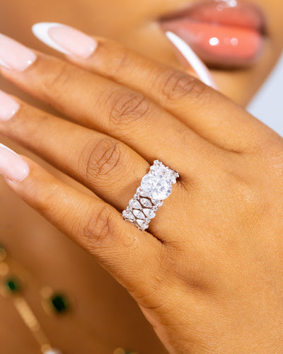 Nadine Oval Moissanite Sterling Silver Engagement Ring