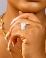 Nadine Emerald Moissanite Sterling Silver Engagement Ring