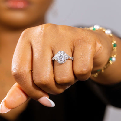 Aaliyah Oval Moissanite Sterling Silver Engagement Ring