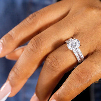 Agatha Oval Moissanite Sterling Silver Engagement Ring