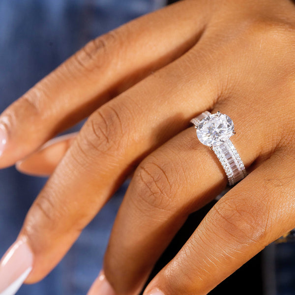 Agatha Oval Moissanite Sterling Silver Engagement Ring