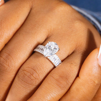 Agatha Pear Moissanite Sterling Silver Engagement Ring