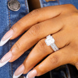Agatha Emerald Moissanite Sterling Silver Engagement Ring