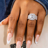 Adriana Emerald Moissanite Sterling Silver Engagement Ring