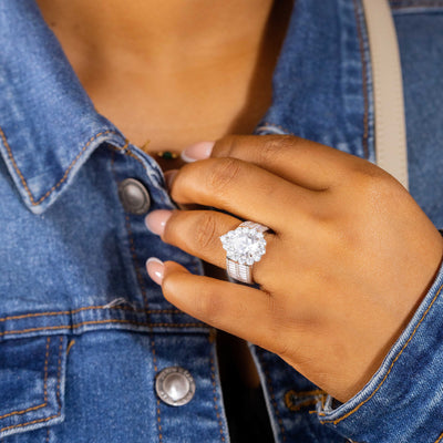 Adriana Pear Moissanite Sterling Silver Engagement Ring
