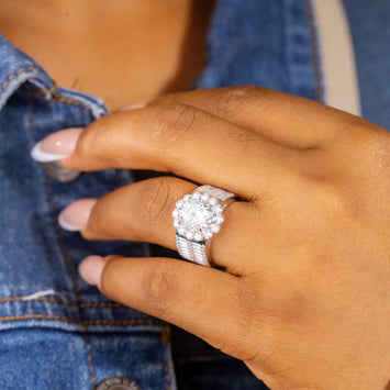 Adriana Oval Moissanite Sterling Silver Engagement Ring