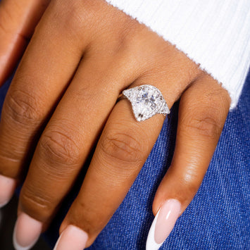 Zahra Pear Moissanite Sterling Silver Engagement Ring