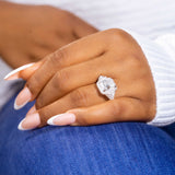 Zahra Emerald Moissanite Sterling Silver Engagement Ring
