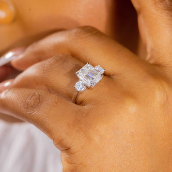 Lana Emerald Moissanite Sterling Silver Engagement Ring