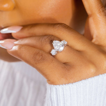 Lana Pear Moissanite Sterling Silver Engagement Ring