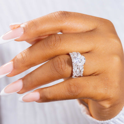 Amira Oval Moissanite Sterling Silver Engagement Ring