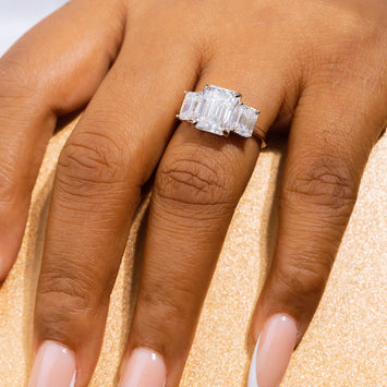 Jasmine Emerald Moissanite Sterling Silver Engagement Ring