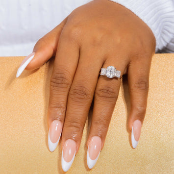 Jasmine Oval Moissanite Sterling Silver Engagement Ring