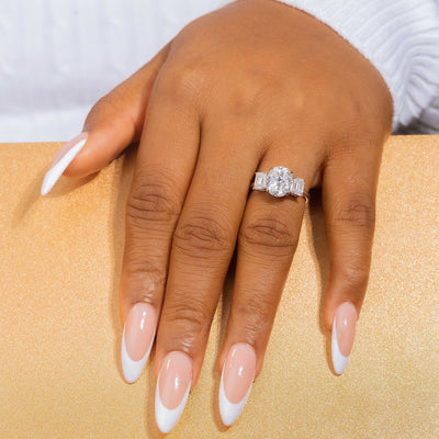 Jasmine Oval Moissanite Sterling Silver Engagement Ring