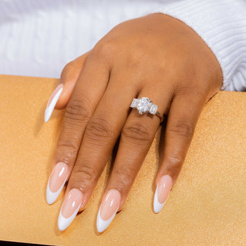 Jasmine Pear Moissanite Sterling Silver Engagement Ring