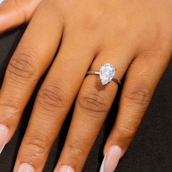 Regina Pear Moissanite Sterling Silver Engagement Ring