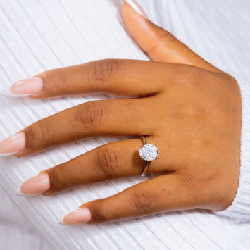 Regina Oval Moissanite Sterling Silver Engagement Ring