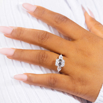 Francisca Emerald Moissanite Sterling Silver Engagement Ring