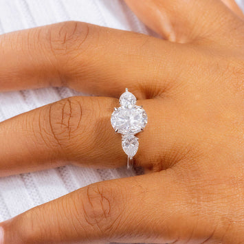 Francisca Oval Moissanite Sterling Silver Engagement Ring