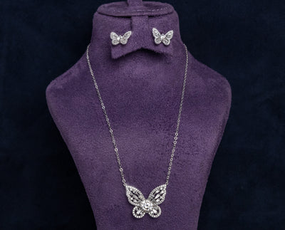 Miya Moissanite Sterling Silver Necklace and Earring Set