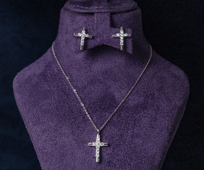 Taja Moissanite Sterling Silver Necklace and Earring Set