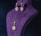 Eudora Moissanite Rose Gold Color Sterling Silver Necklace and Earring Set