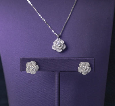 Nelly Moissanite Sterling Silver Necklace and Earring Set