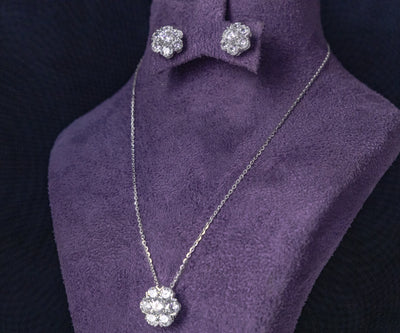 Samira Moissanite Sterling Silver Necklace and Earring Set