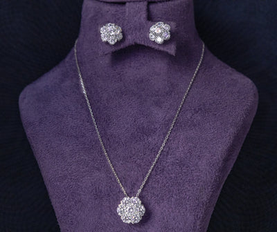 Samira Moissanite Sterling Silver Necklace and Earring Set