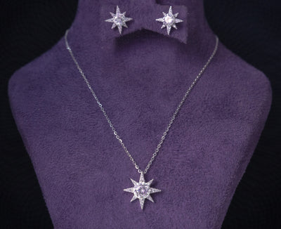 Dallis Moissanite Sterling Silver Necklace and Earring Set