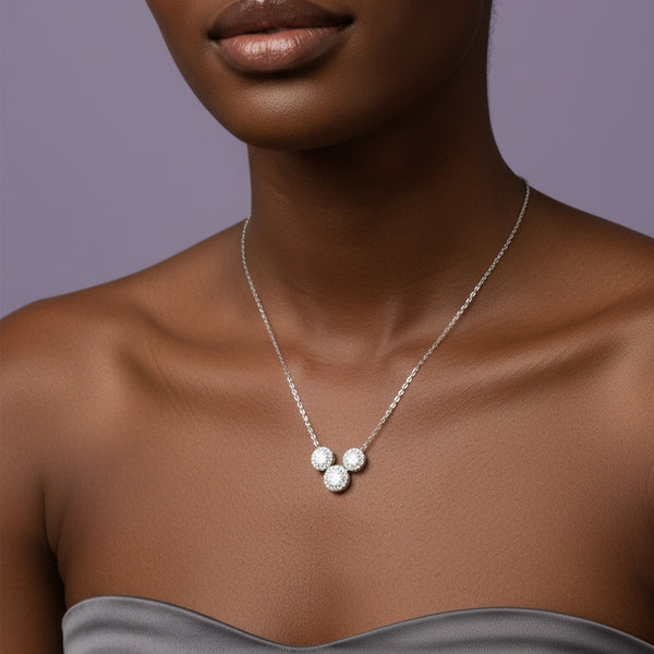 Iro Round 10Karat White Gold Moissanite Necklace