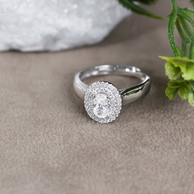Zinnia Oval Sterling Silver Adjustable Ring