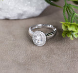 Zinnia Oval Sterling Silver Adjustable Ring