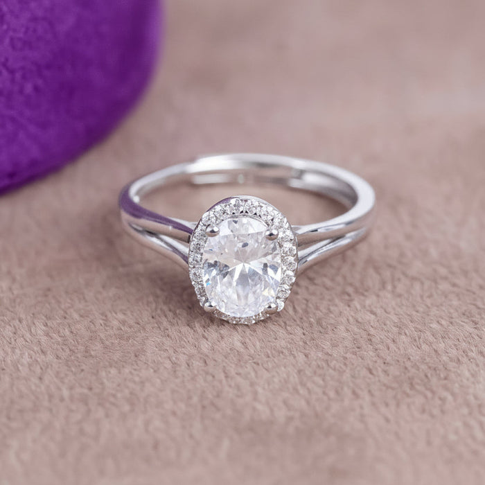 Katrina Oval Sterling Silver Adjustable Ring