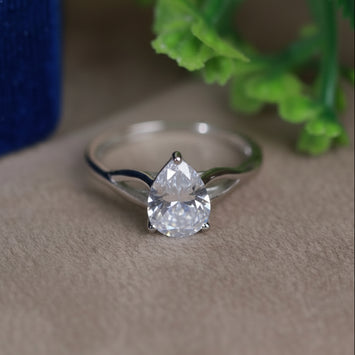Sarah Pear Sterling Silver Adjustable Ring